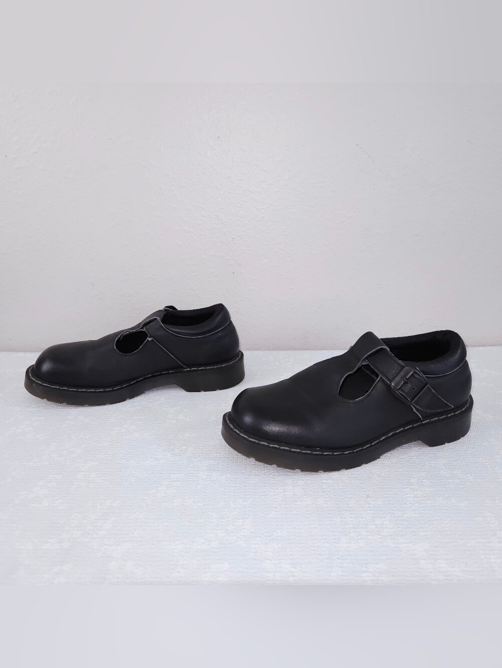 SOLOVAIR Mary Jane Chunky Platform Vegetarian Shoes US 10 Black ENGLAND